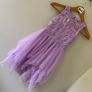 Zunie Girl Lilac Sequin Layered Sleeveless Dress M 7/8 great preworn condition